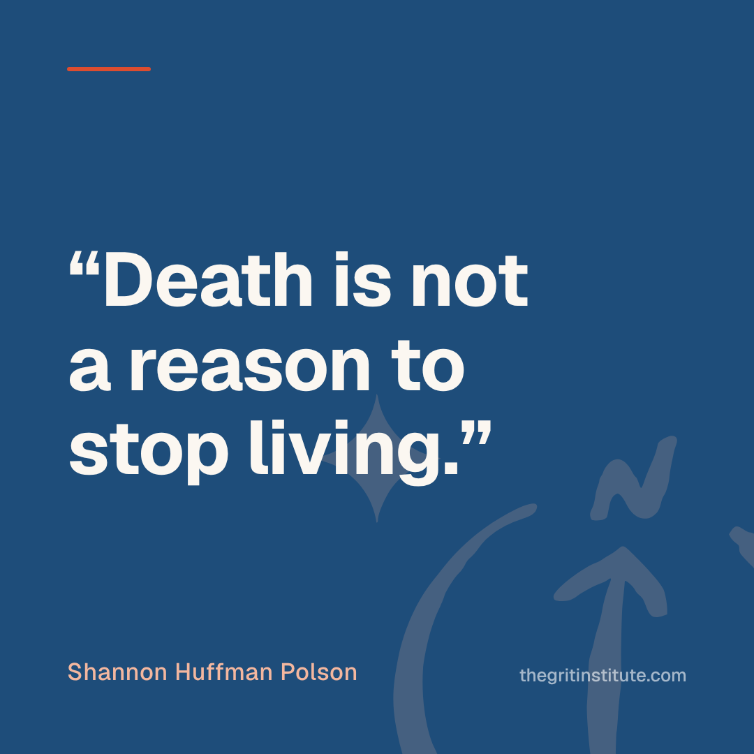 Quote card: Death is not a reason to stop living.