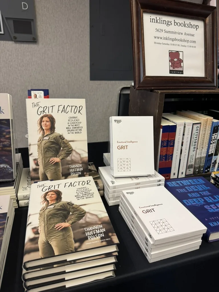 The Grit Factor on the table at Inklings Bookshop