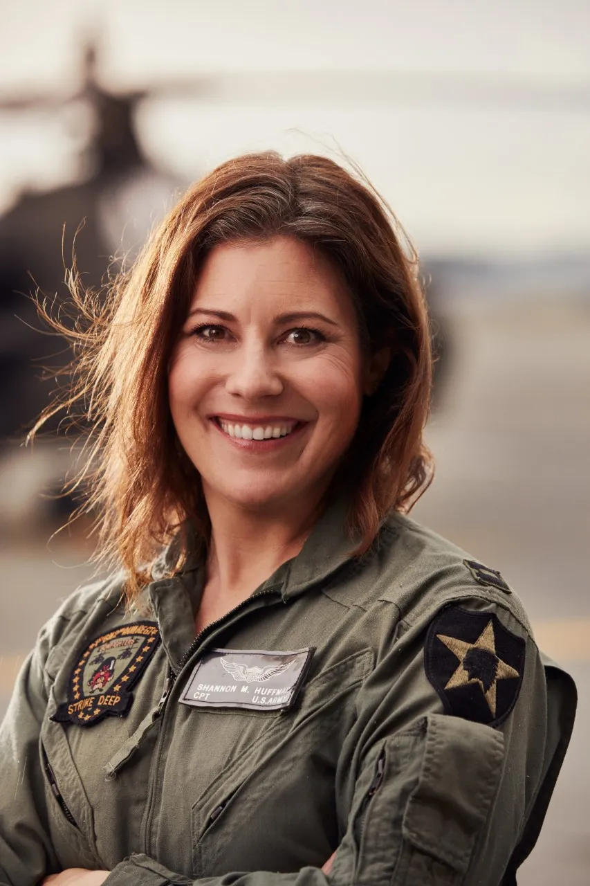 Shannon Huffman Polson in her Army flight suit
